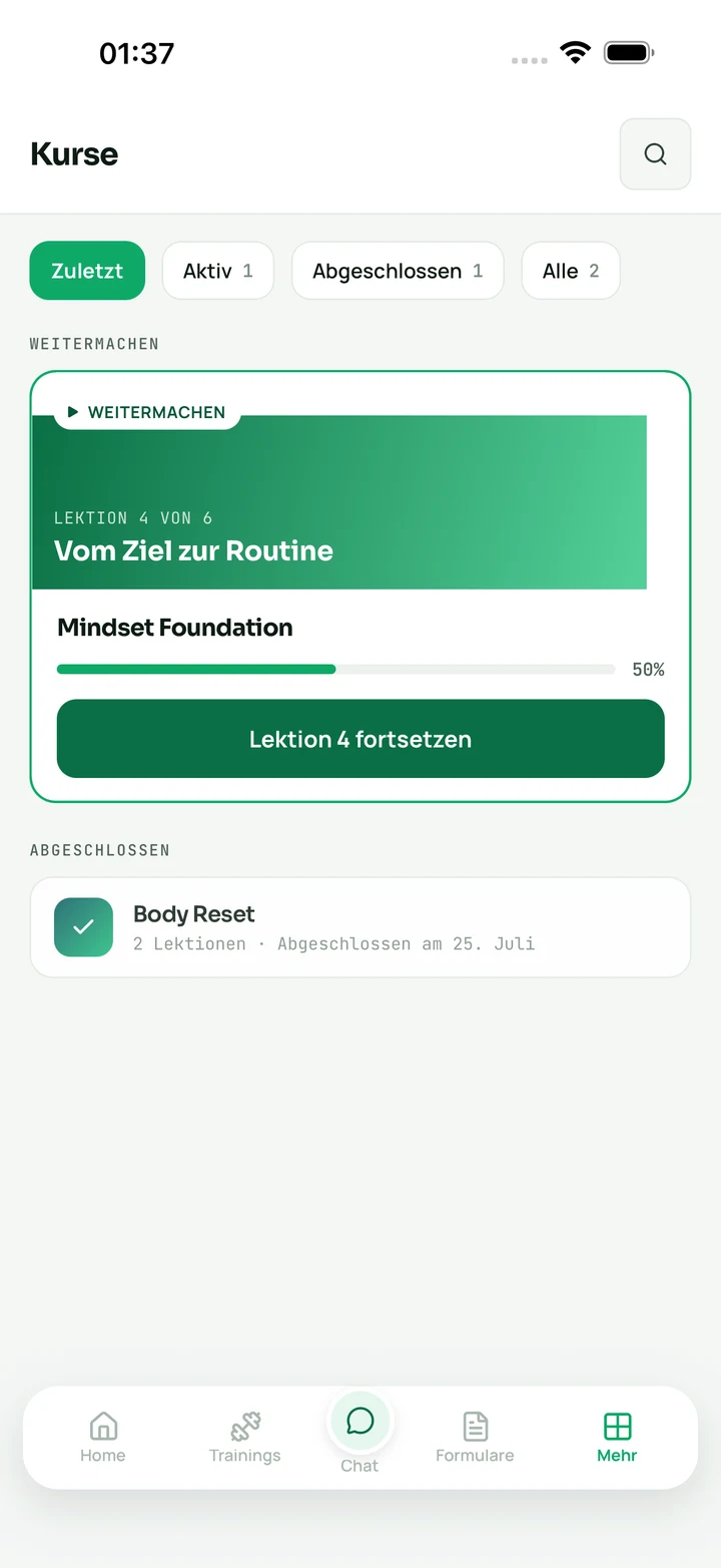Next Coaching: Kursübersicht